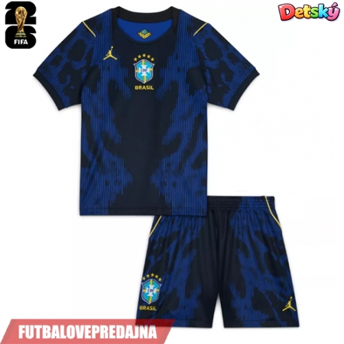 Lacne Dětský Futbalové dres Brazília MS 2026 Krátky Rukáv - Preč (+ trenírky)